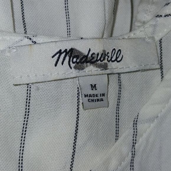 Madewell Ruffle-Yoke Prairie White Pinstripe Top - Picture 7 of 8